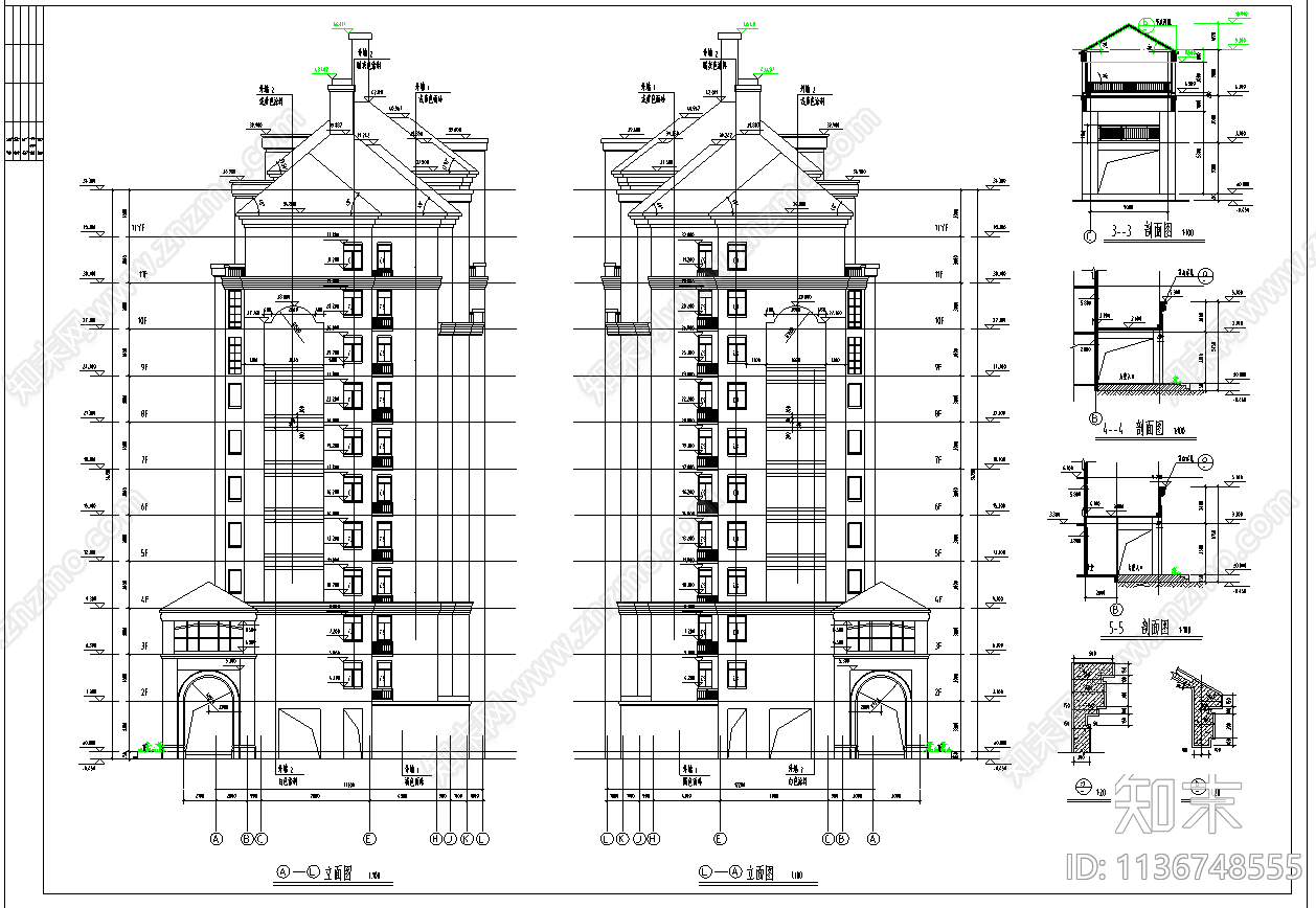 住宅建筑cad施工图下载【ID:1136748555】