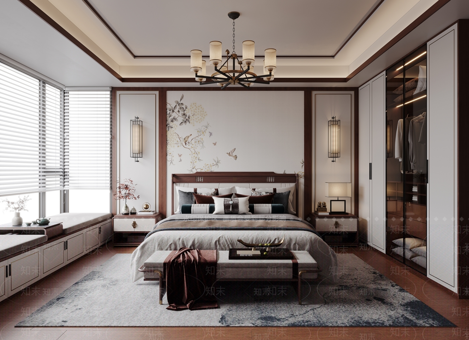 新中式卧室3D模型下载【ID:1136752044】