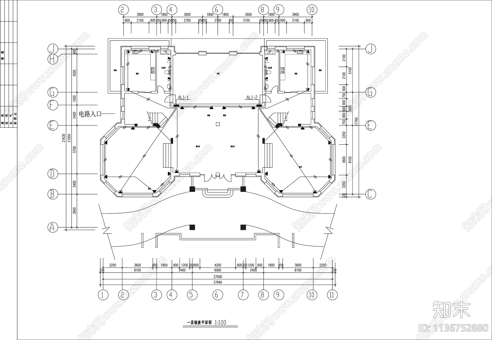 别墅电气cad施工图下载【ID:1136752880】