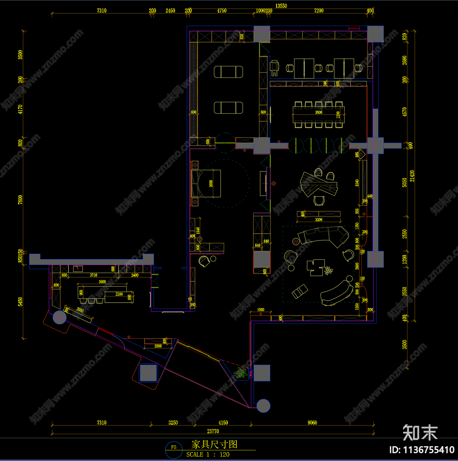 家具展厅专卖店cad施工图下载【ID:1136755410】