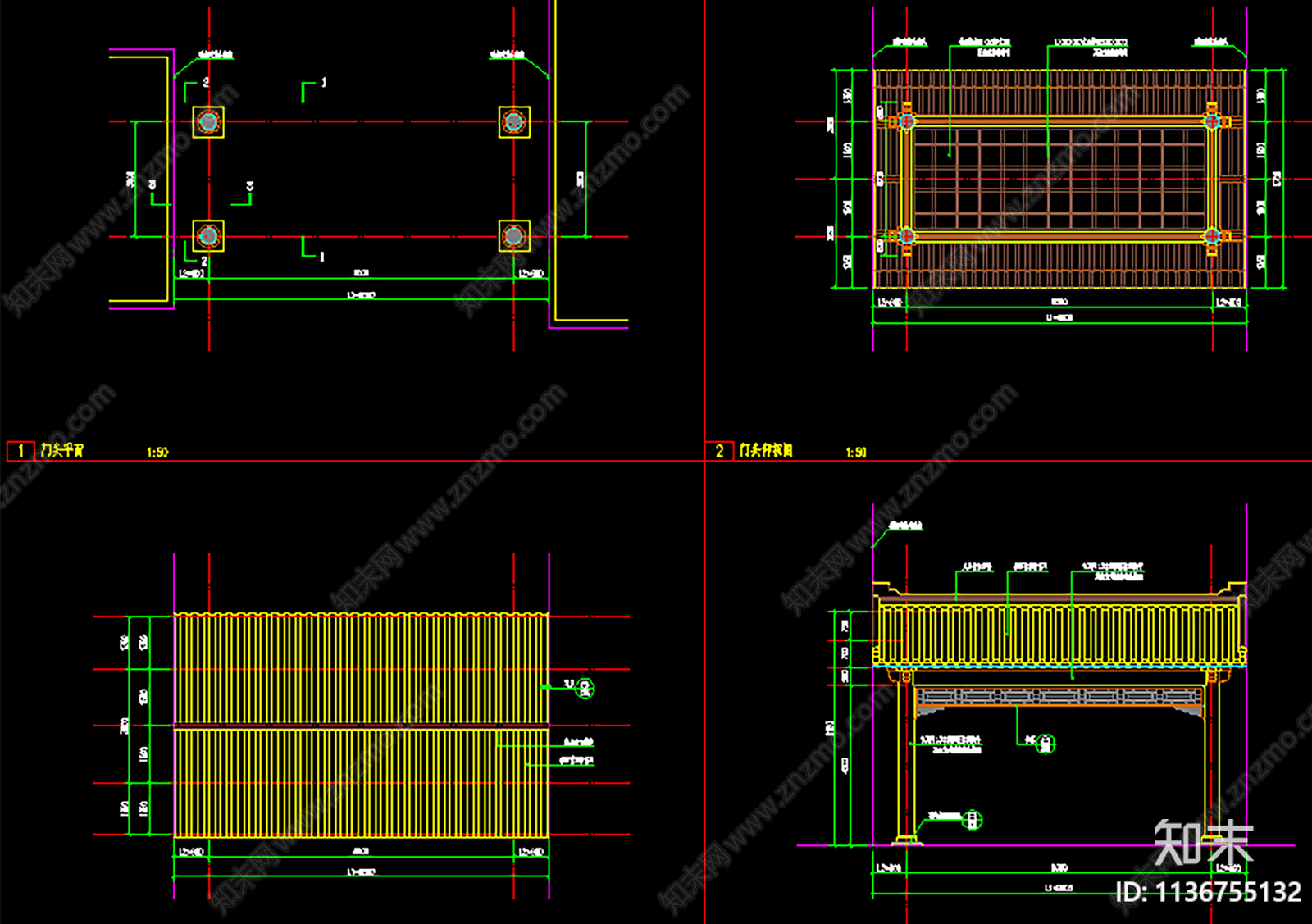 景观门头详图cad施工图下载【ID:1136755132】