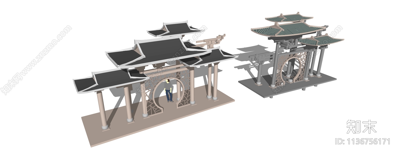 中式牌坊SU模型下载【ID:1136756171】