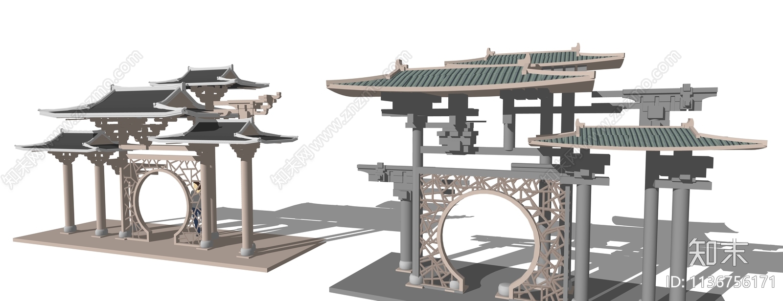 中式牌坊SU模型下载【ID:1136756171】