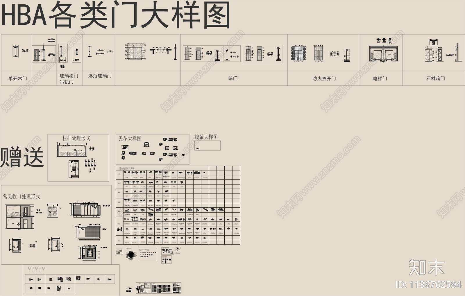 最新各类门平面立面剖面大样施工图下载【ID:1136762594】