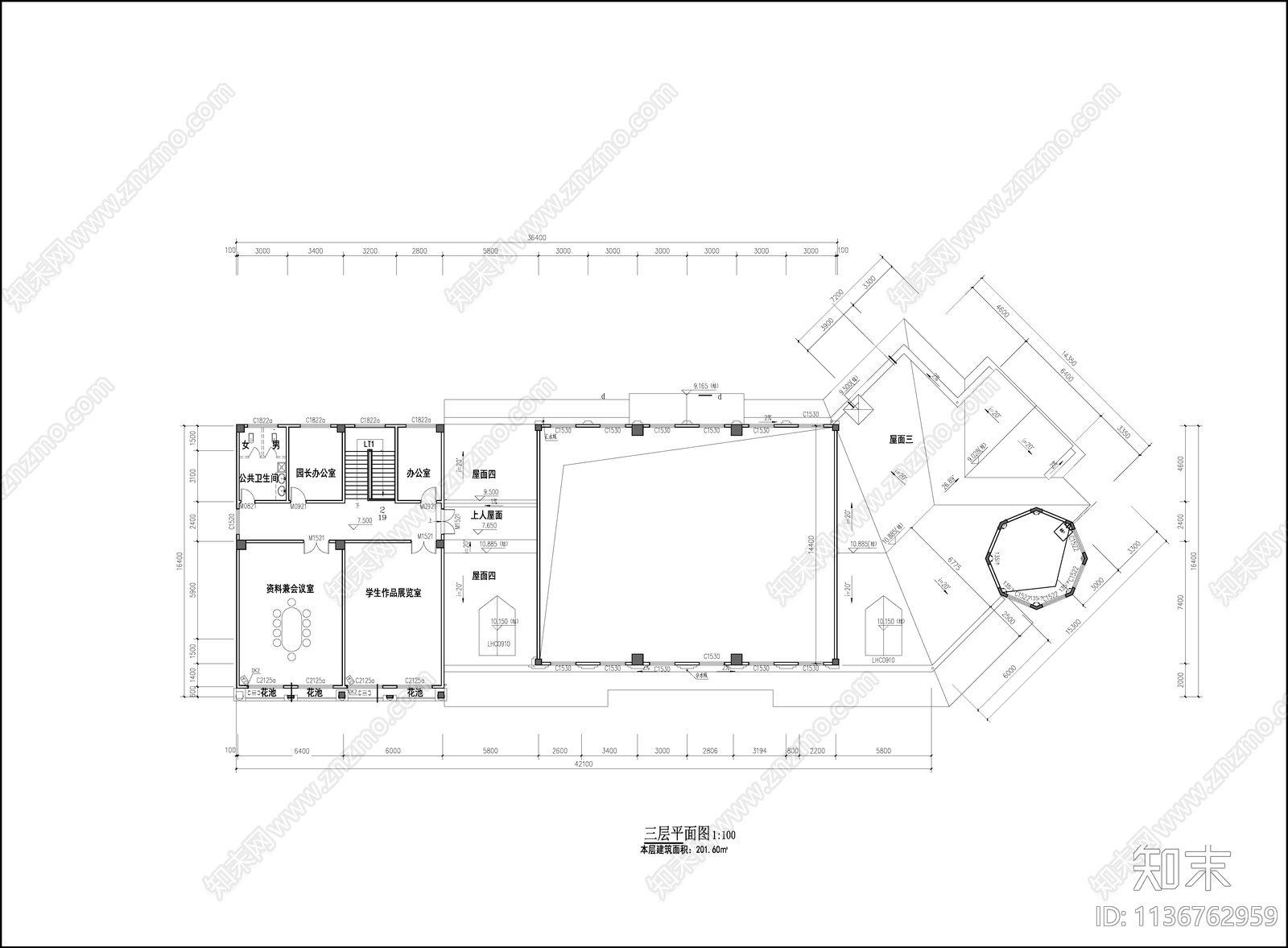 五班幼儿园建筑cad施工图下载【ID:1136762959】