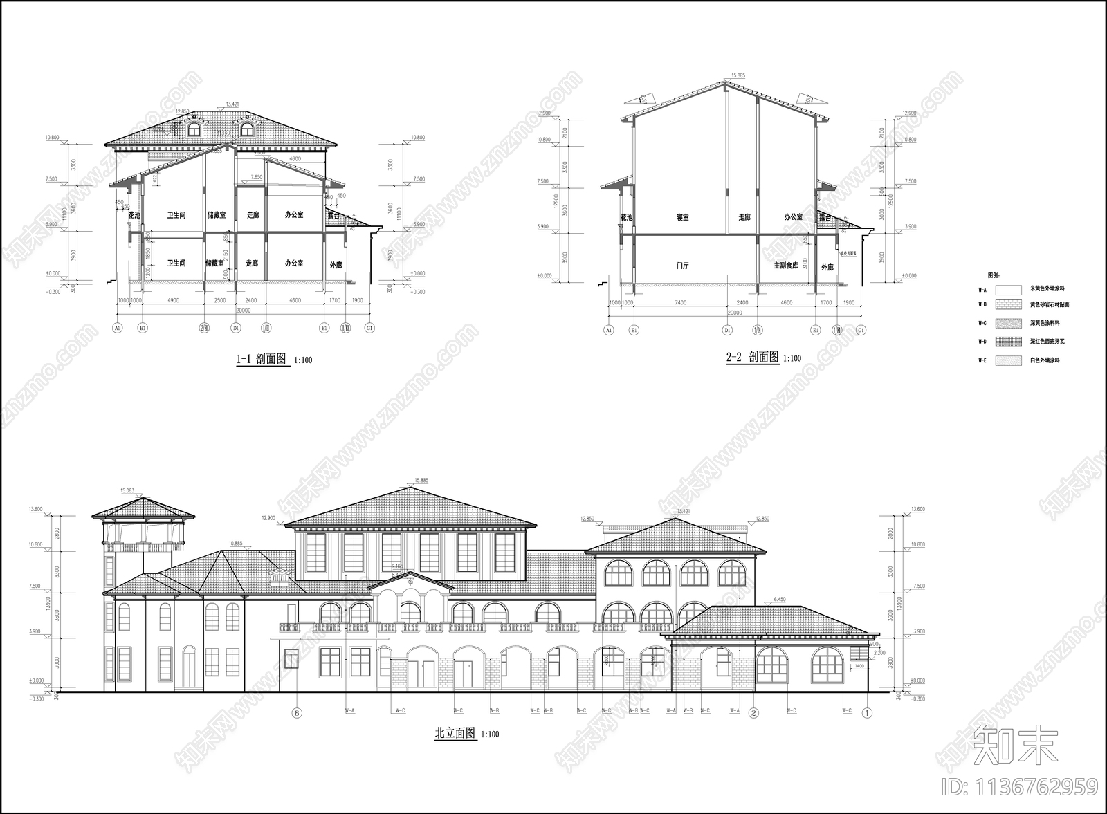 五班幼儿园建筑cad施工图下载【ID:1136762959】