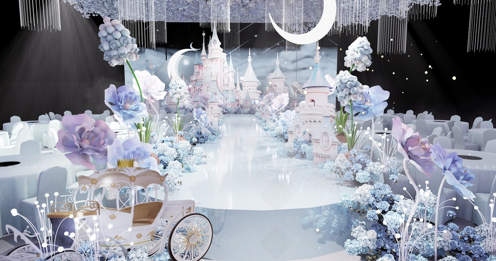 欧式童话城堡婚礼美陈SU模型下载【ID:1136770048】