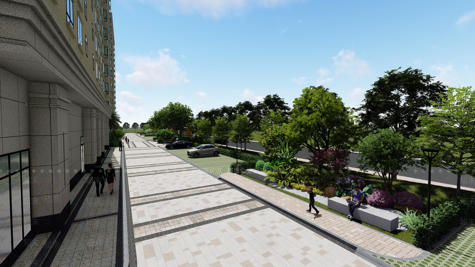 现代小区景观SU模型下载【ID:1136774039】