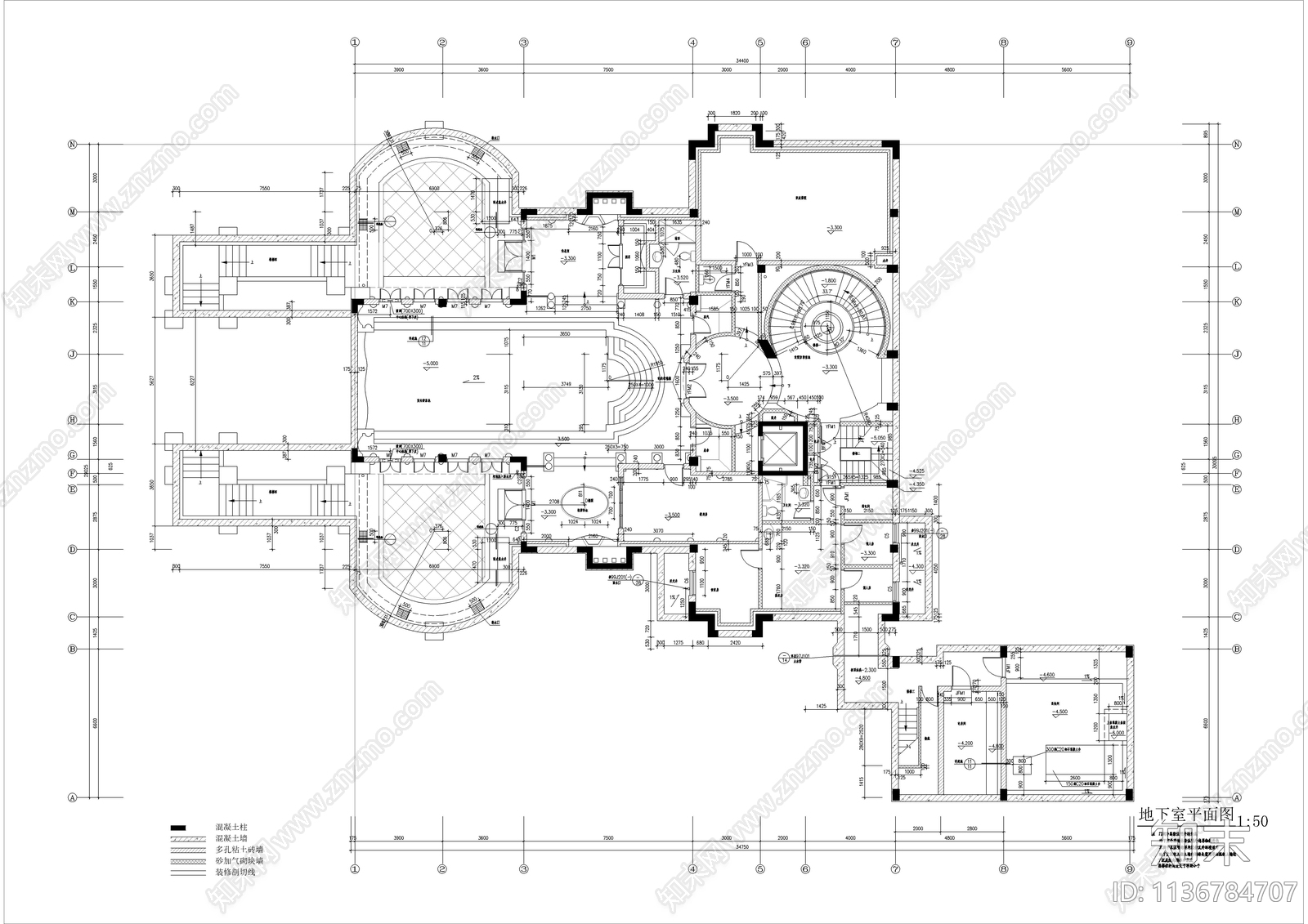 意大利风豪华别墅建筑cad施工图下载【ID:1136784707】