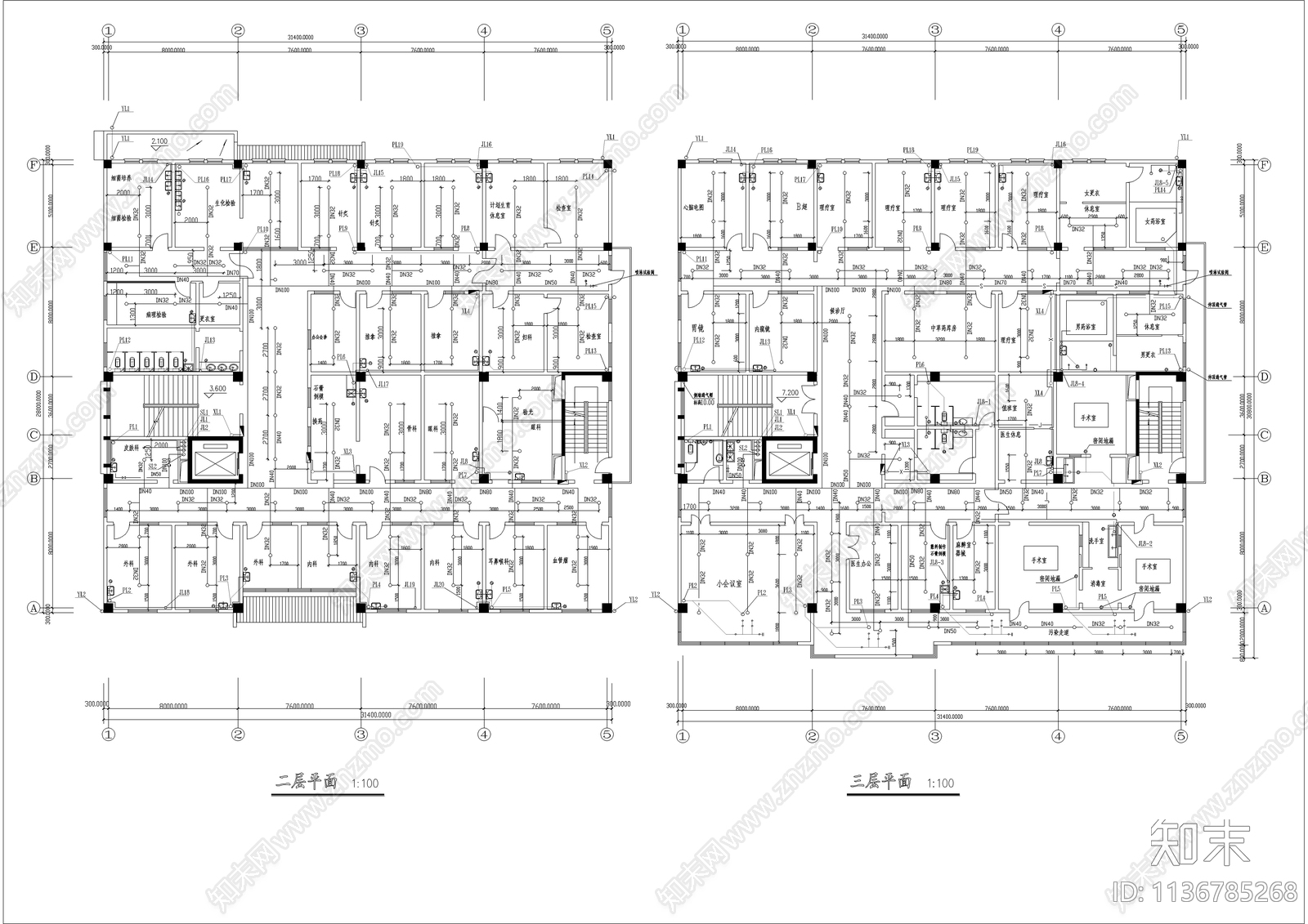 某中医院门诊医务楼给排水消防cad施工图下载【ID:1136785268】