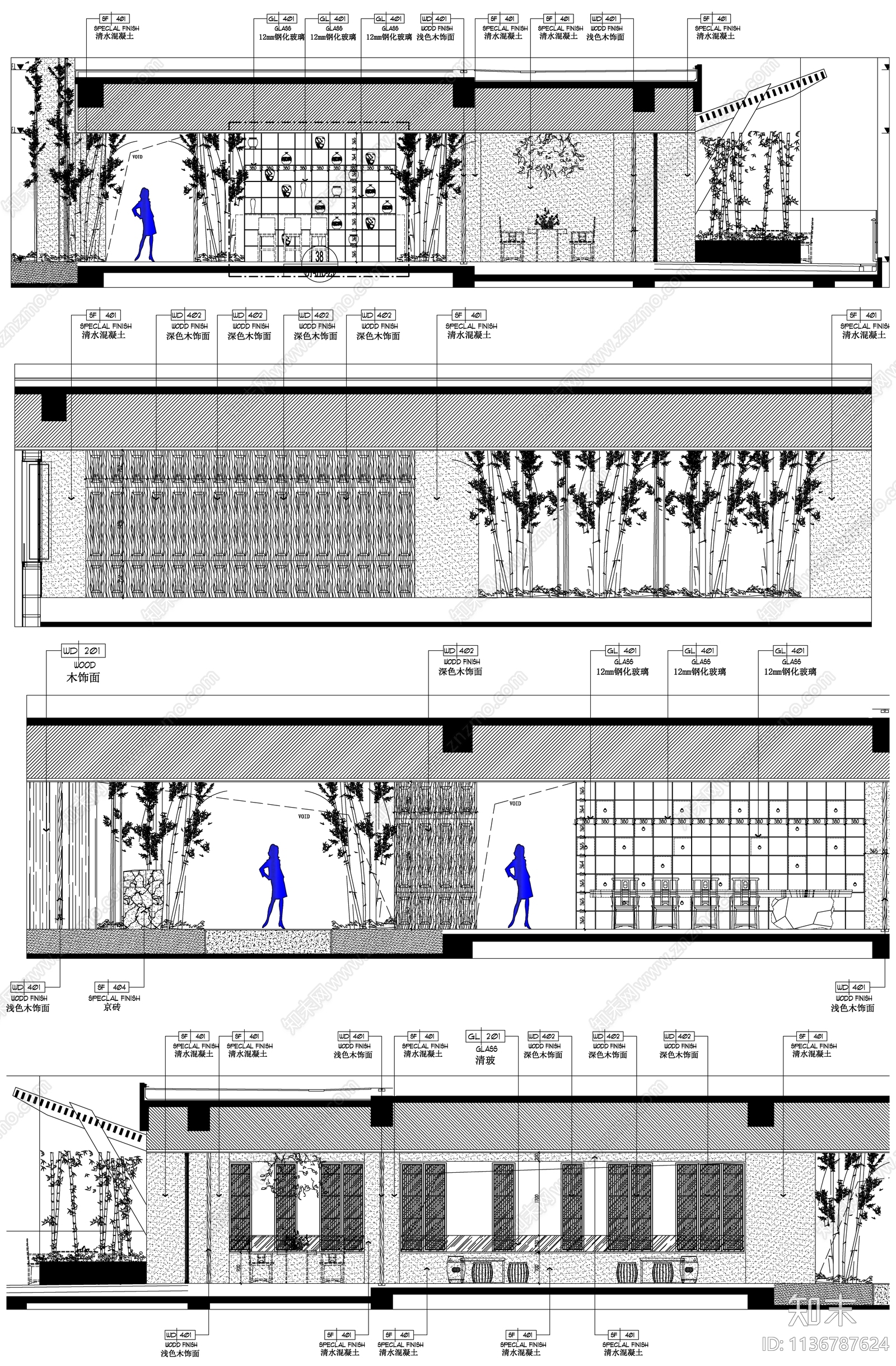 中式背景墙cad施工图下载【ID:1136787624】