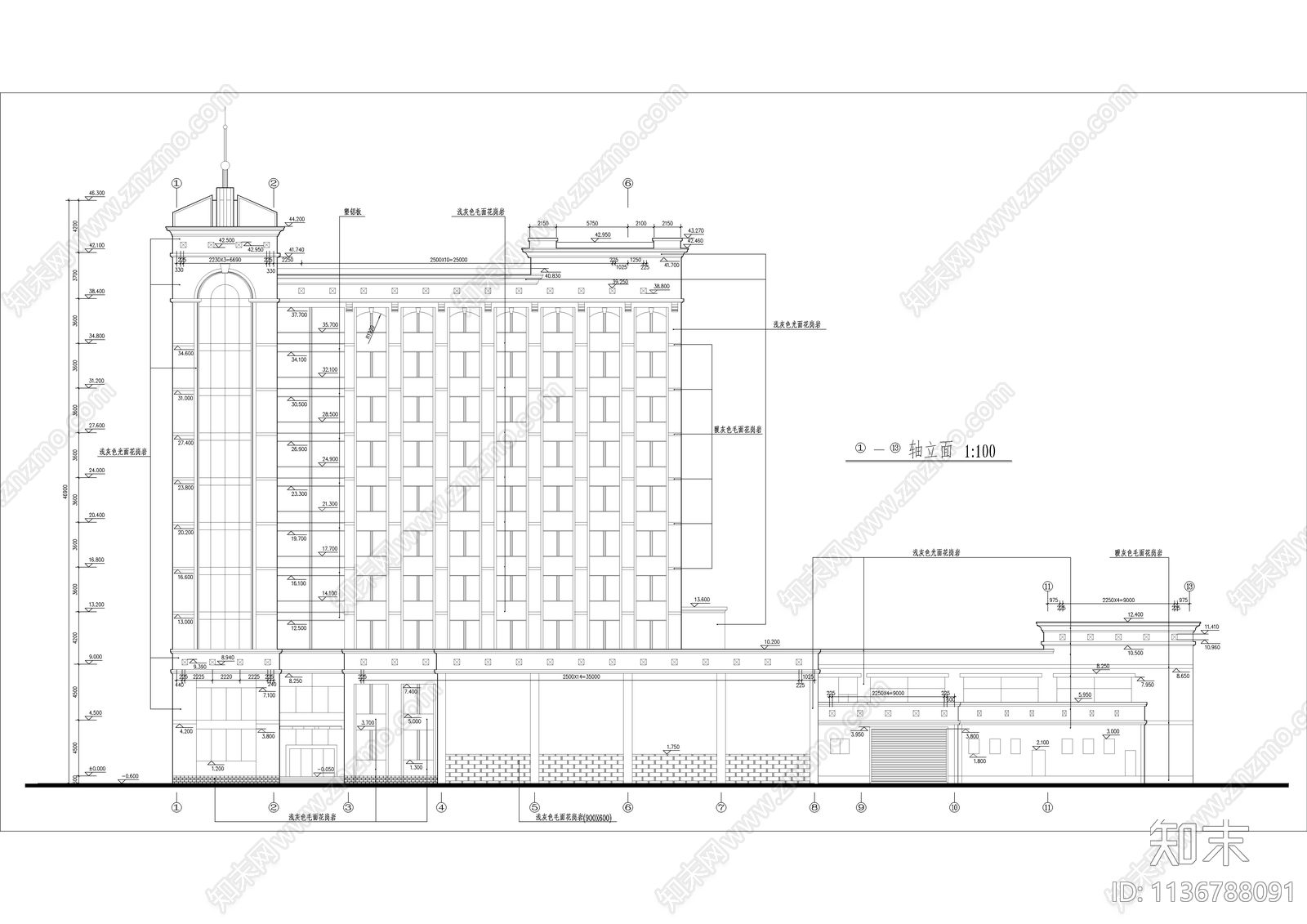 十一层银行大楼建筑cad施工图下载【ID:1136788091】