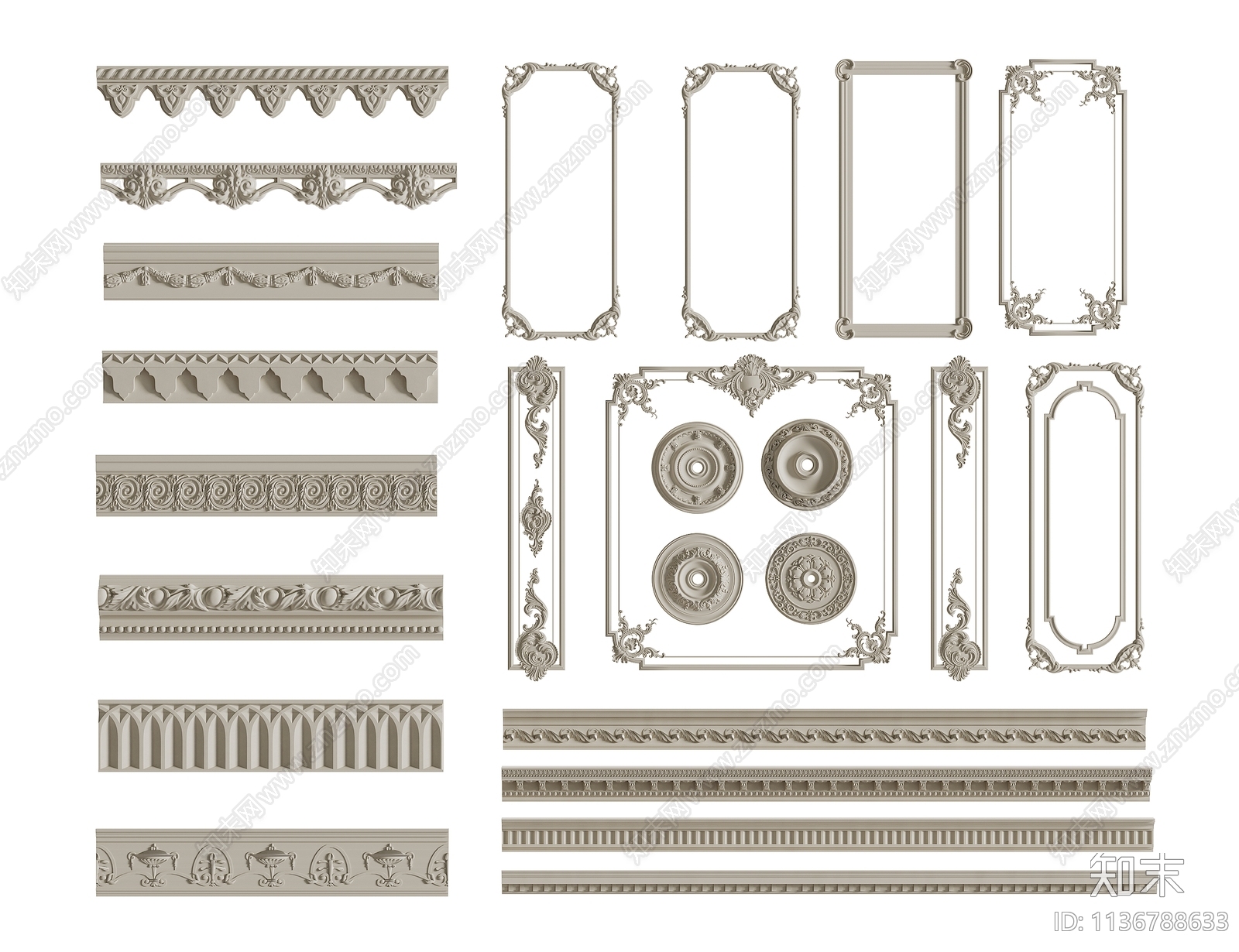 欧式雕花3D模型下载【ID:1136788633】
