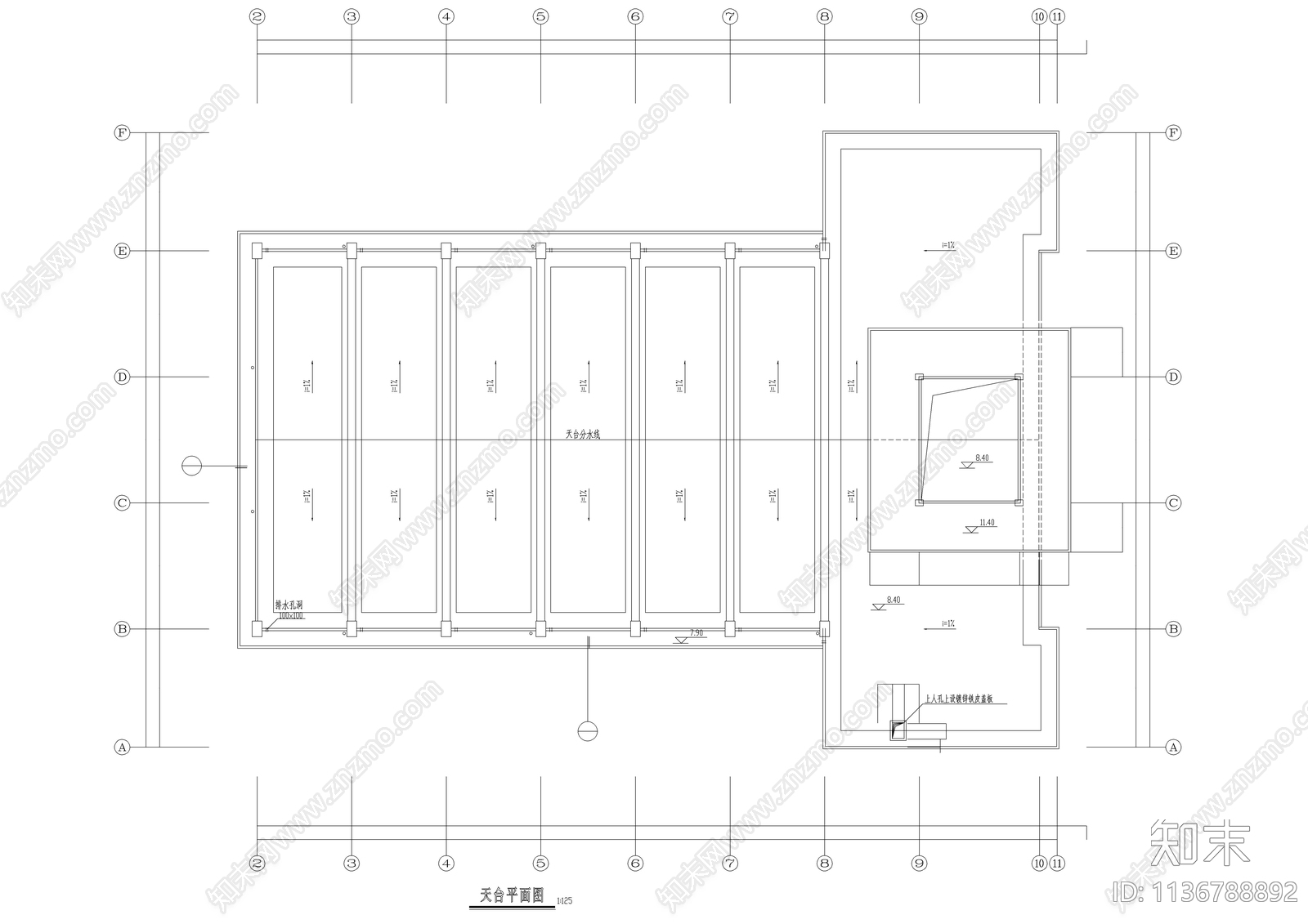 游泳馆建筑cad施工图下载【ID:1136788892】