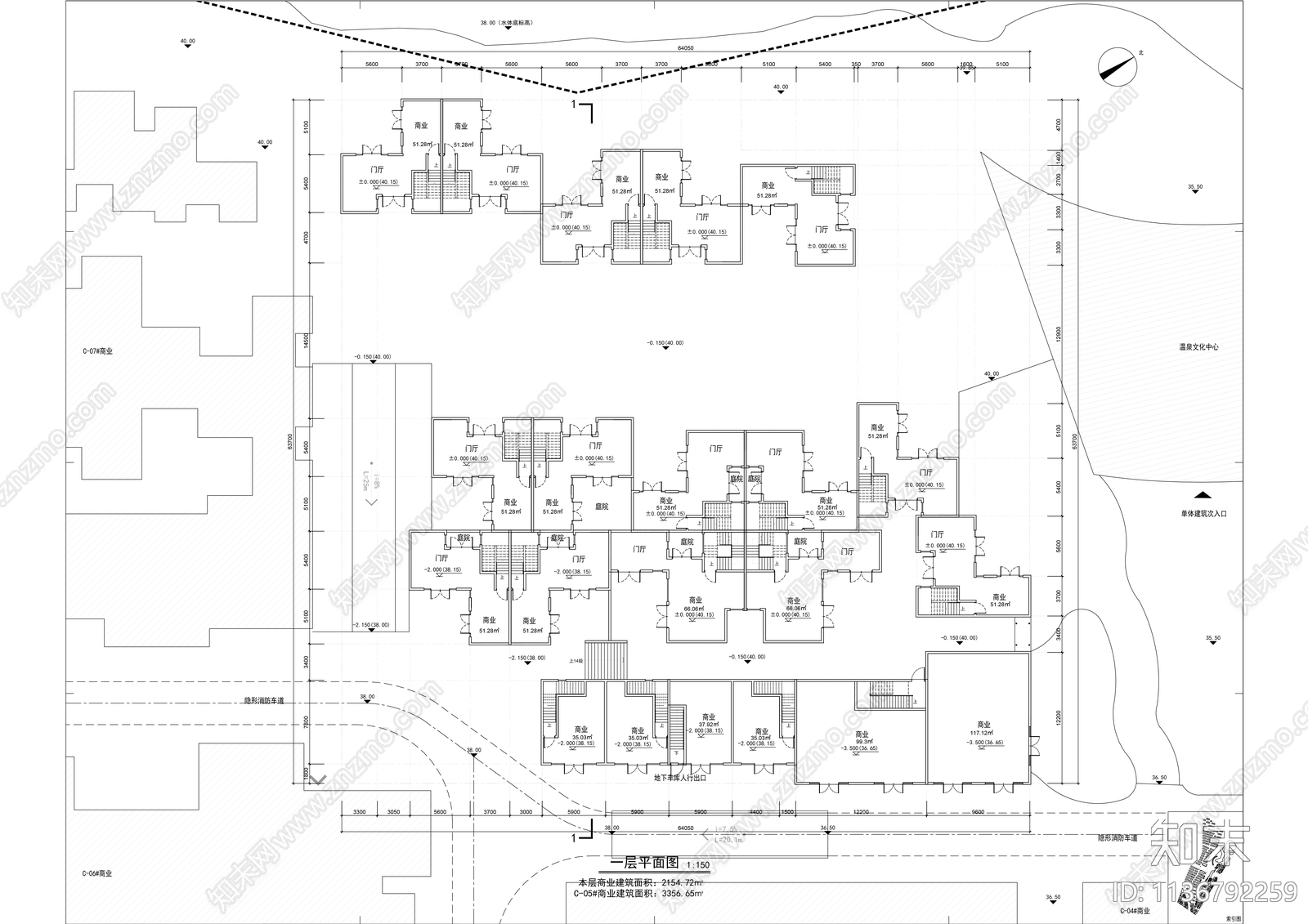 中式商业建筑cad施工图下载【ID:1136792259】