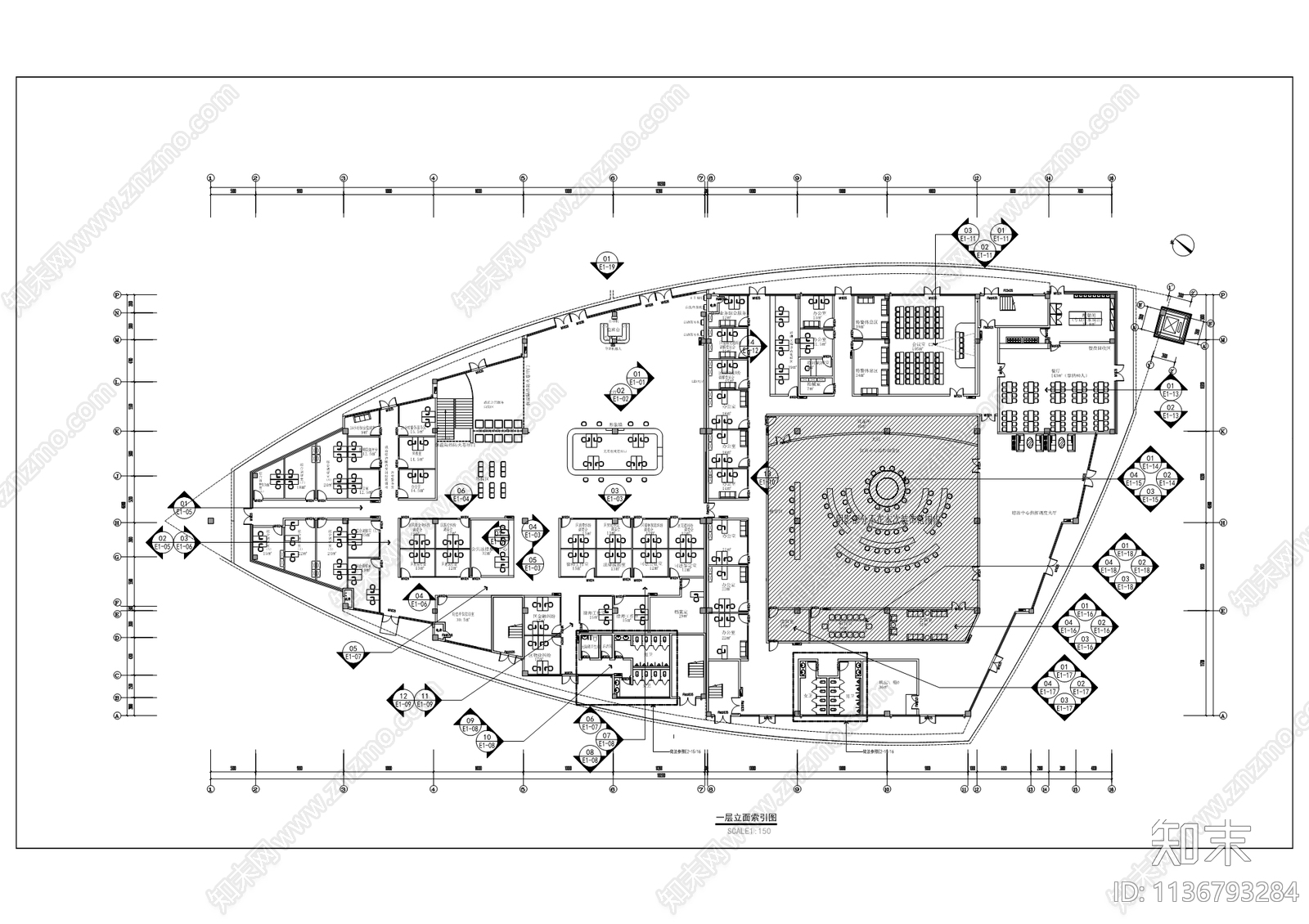 社会矛盾纠纷联合调处中心装修cad施工图下载【ID:1136793284】