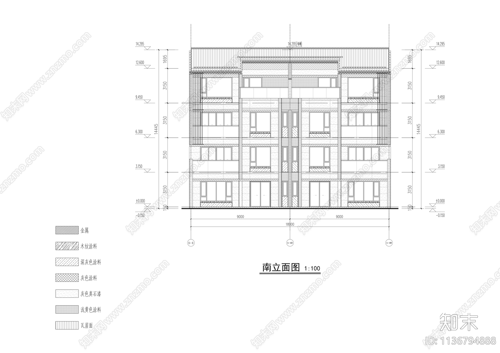 高品质叠墅建筑cad施工图下载【ID:1136794888】