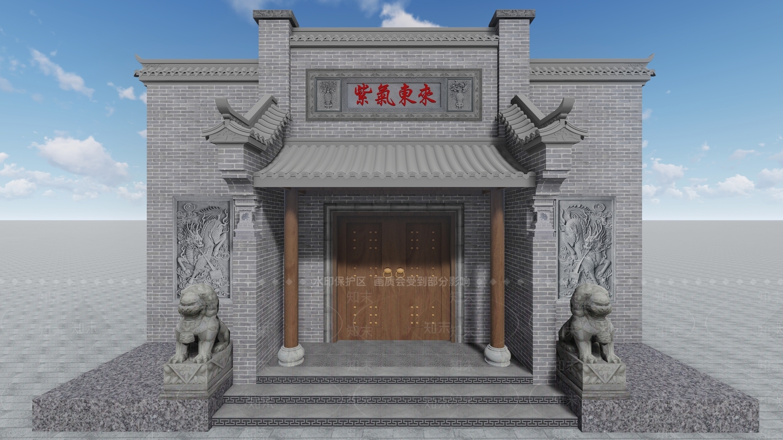 中式庭院门SU模型下载【ID:1136800674】