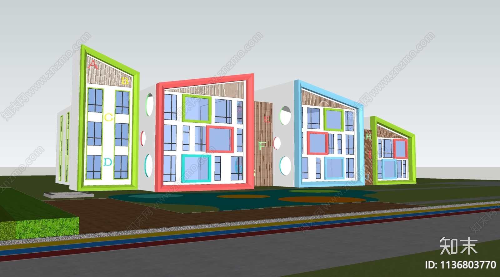 现代幼儿园SU模型下载【ID:1136803770】