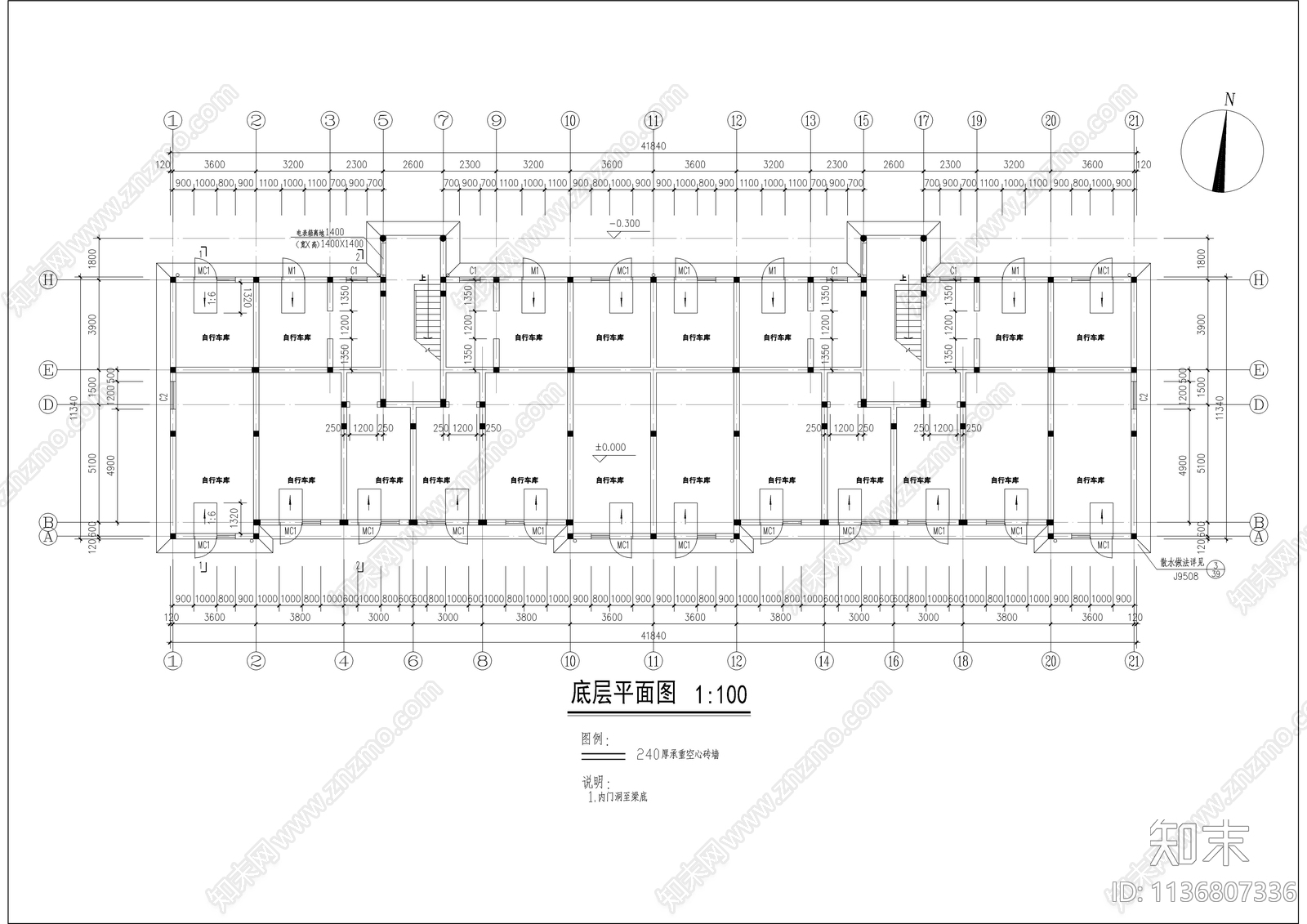 带阁楼多层住宅建筑cad施工图下载【ID:1136807336】