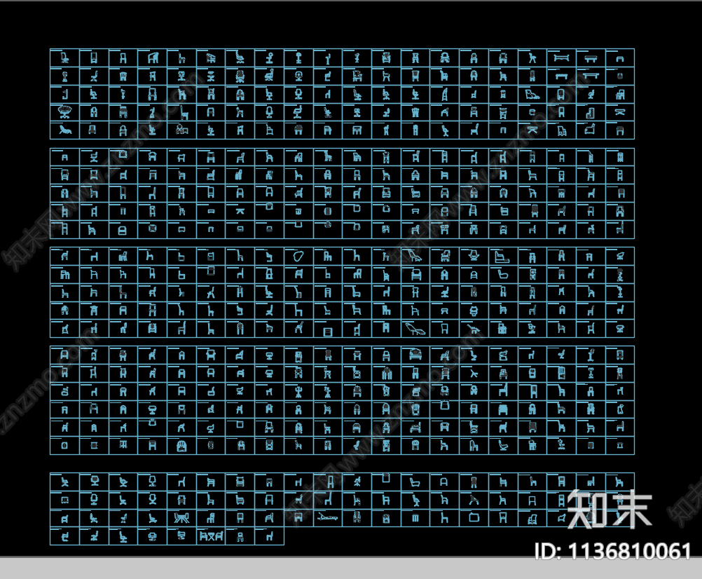 椅凳类平立面施工图下载【ID:1136810061】
