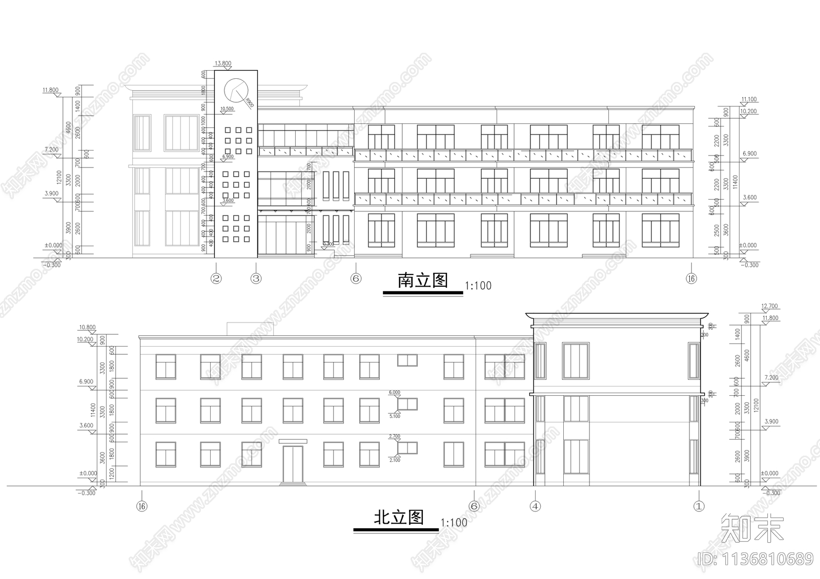 1500平米三层幼儿园建筑cad施工图下载【ID:1136810689】