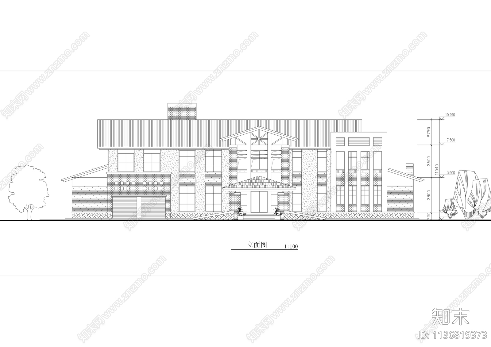 两层独立别墅建筑cad施工图下载【ID:1136819373】