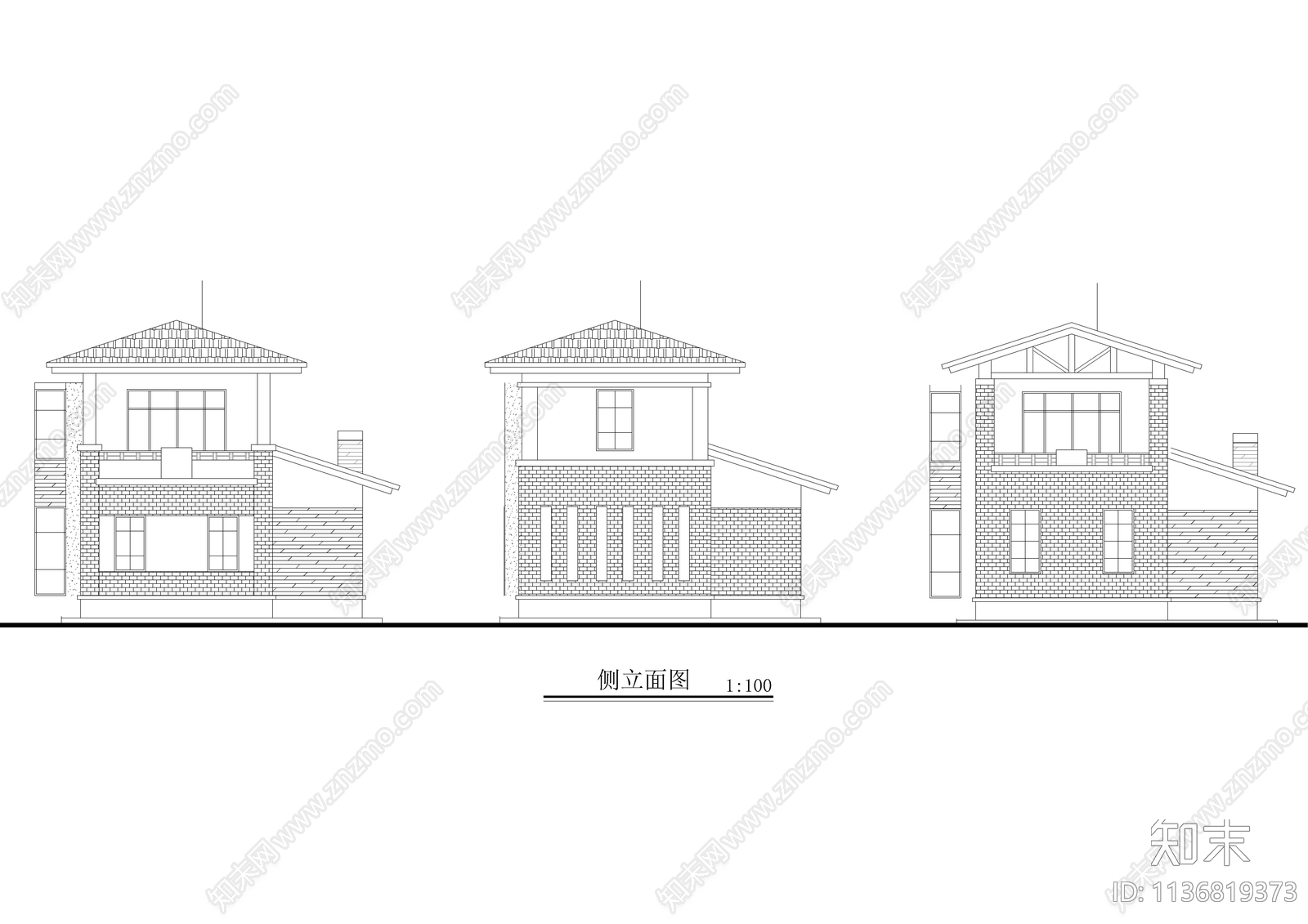 两层独立别墅建筑cad施工图下载【ID:1136819373】