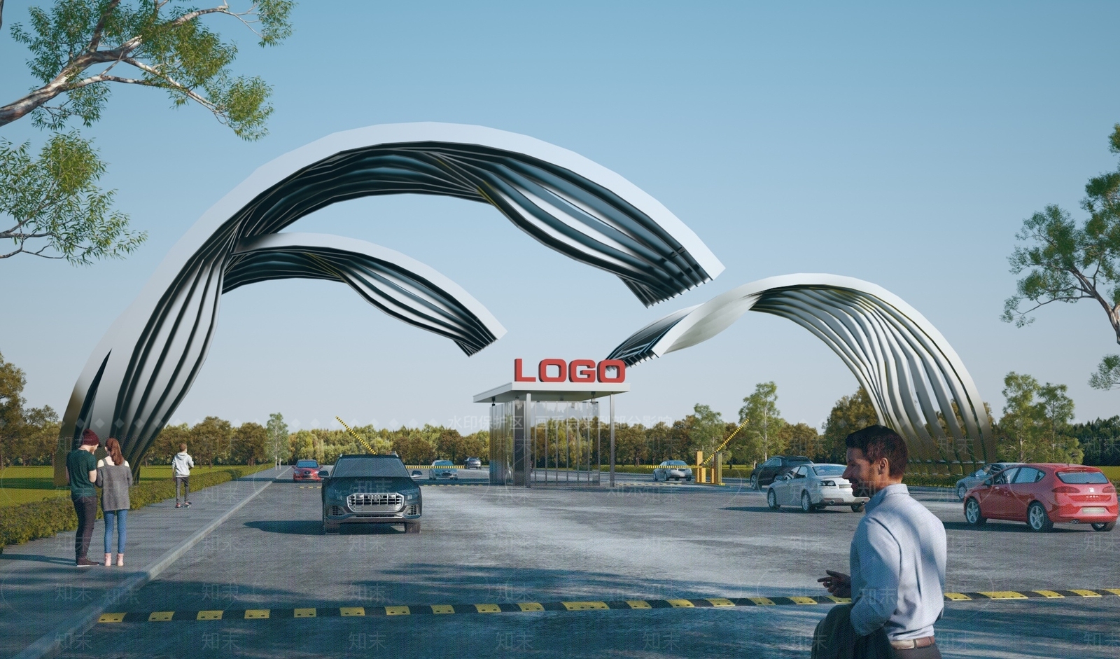 现代厂区大门入口3D模型下载【ID:1136822781】