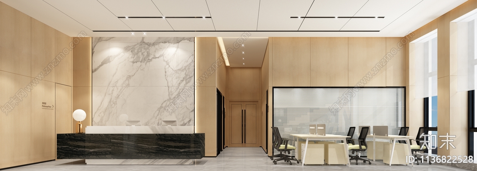 大厦办公室效果图施工图下载【ID:1136822528】