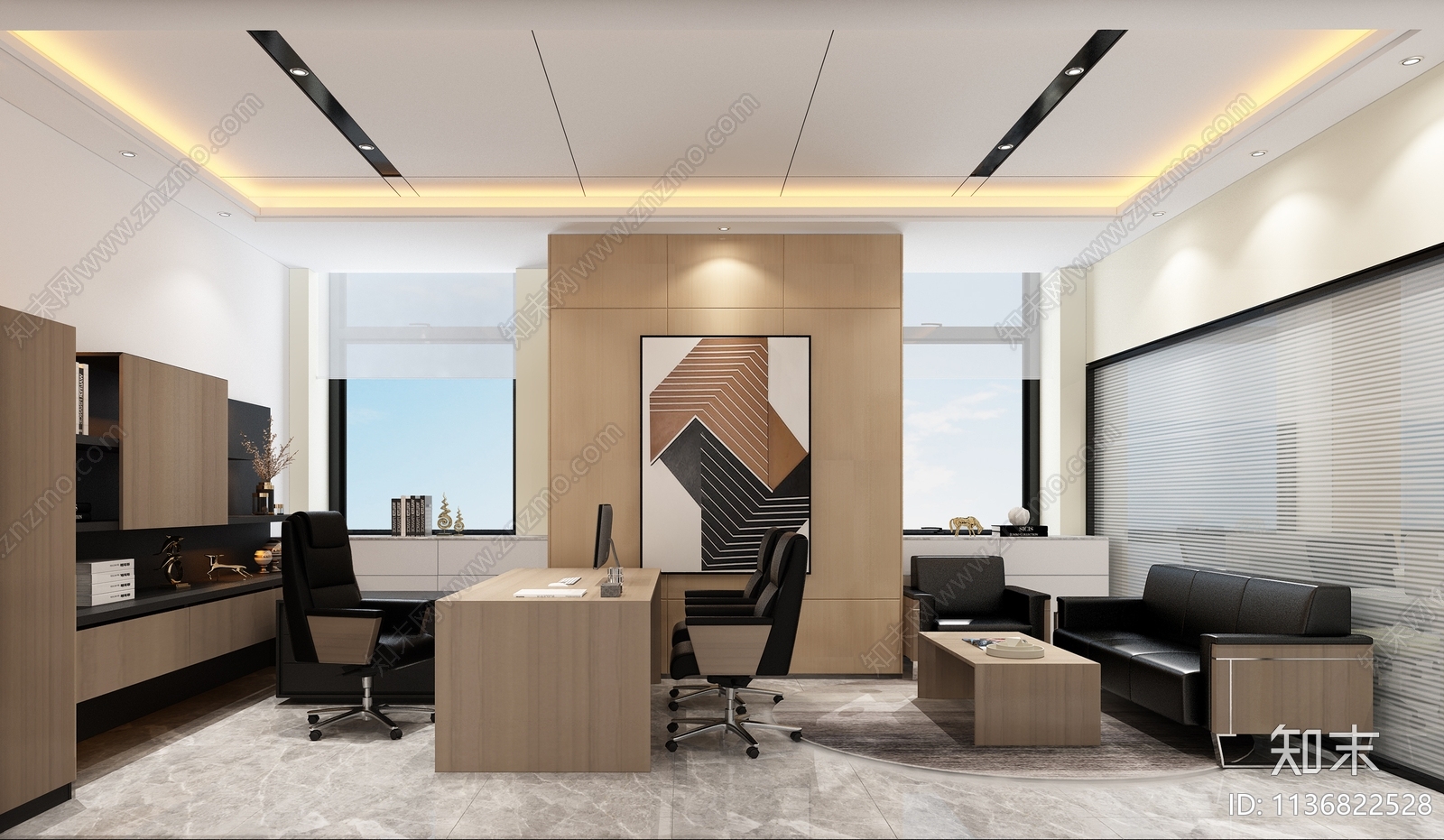 大厦办公室效果图cad施工图下载【ID:1136822528】