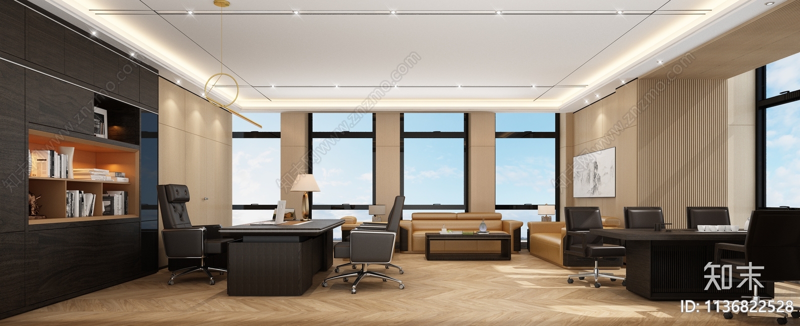 大厦办公室效果图cad施工图下载【ID:1136822528】
