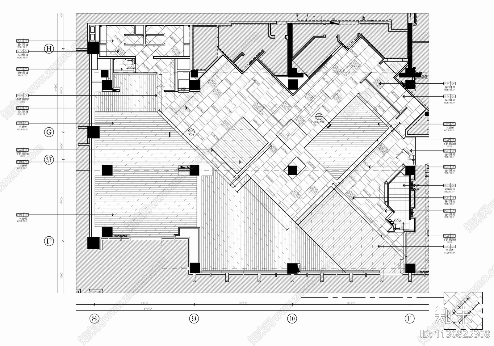 700㎡自助餐厅室内cad施工图下载【ID:1136825368】