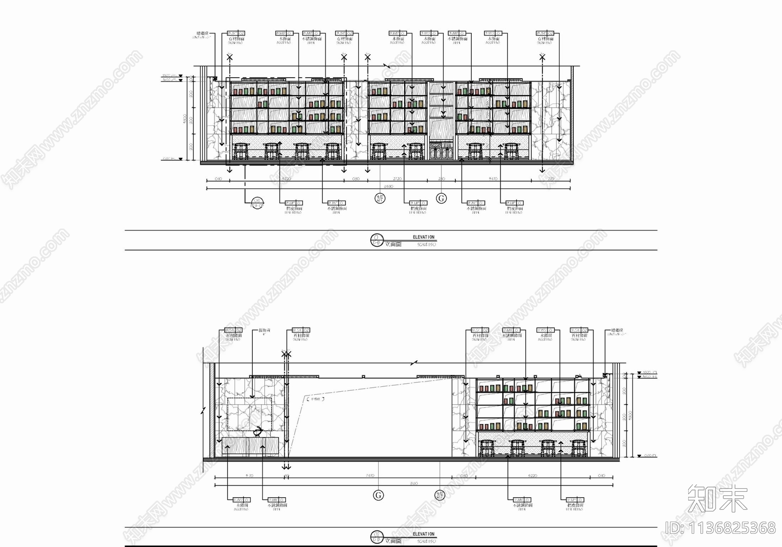 700㎡自助餐厅室内cad施工图下载【ID:1136825368】