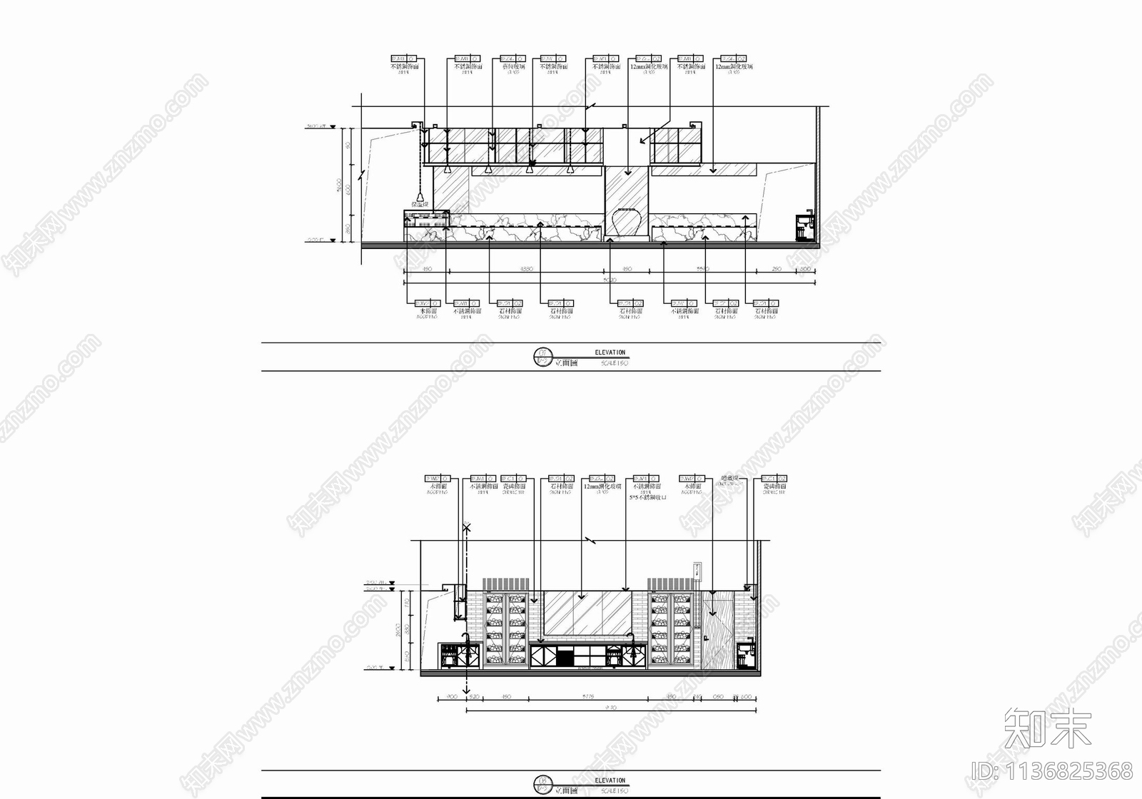 700㎡自助餐厅室内cad施工图下载【ID:1136825368】