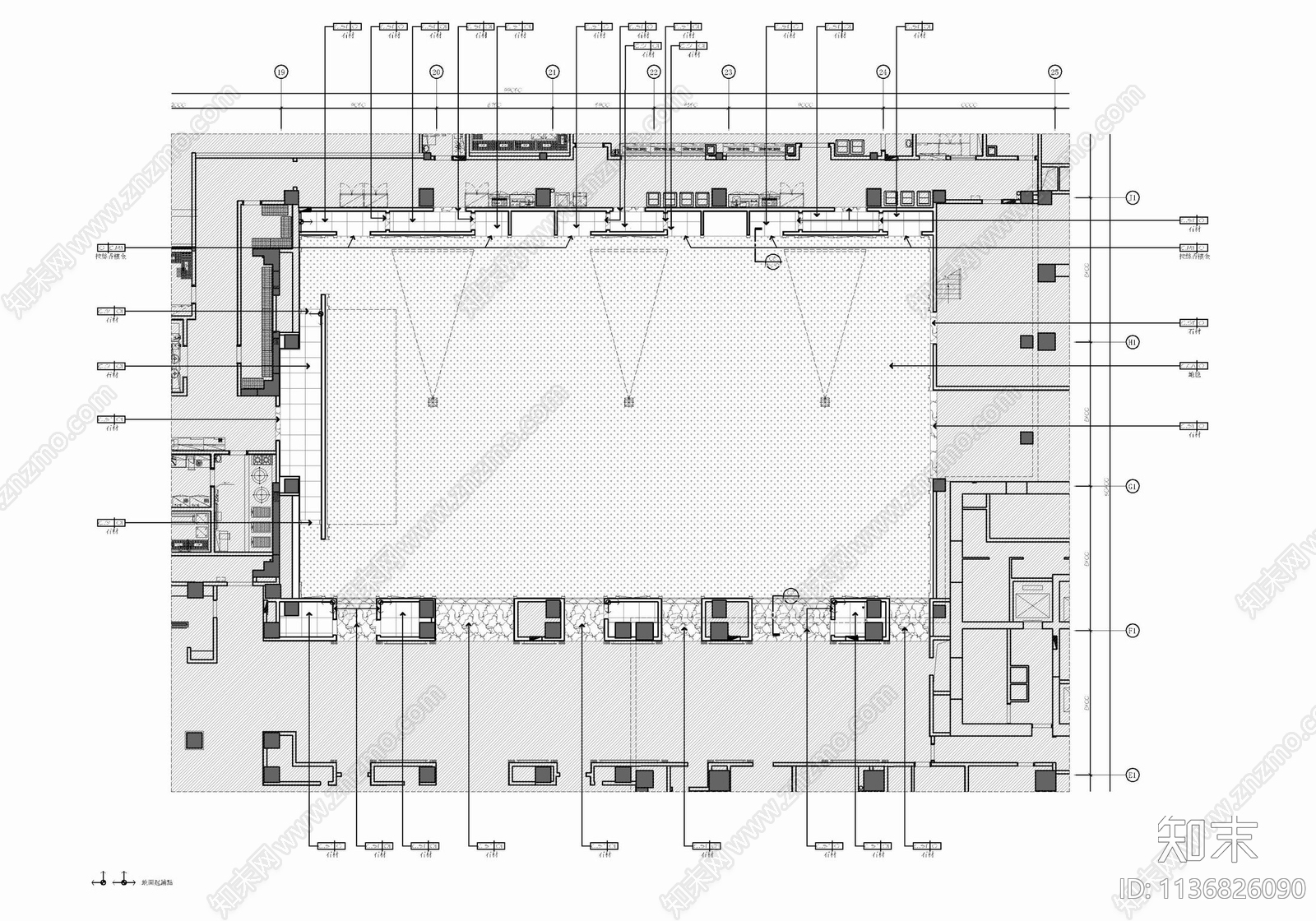 酒店宴会厅室内cad施工图下载【ID:1136826090】