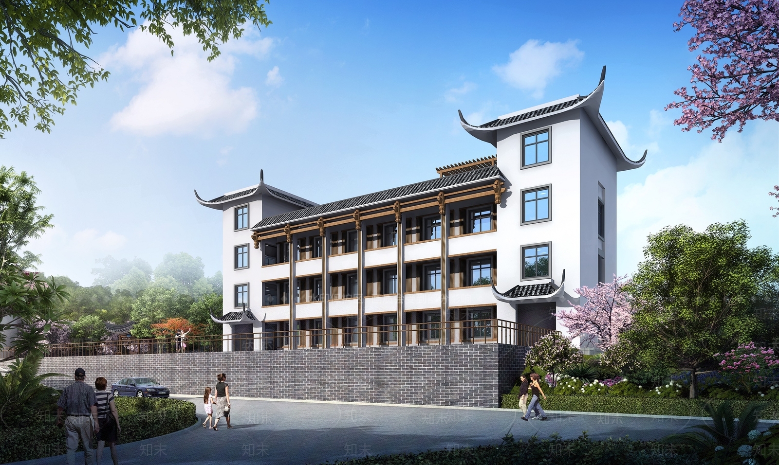 新中式公寓楼3D模型下载【ID:1136826501】