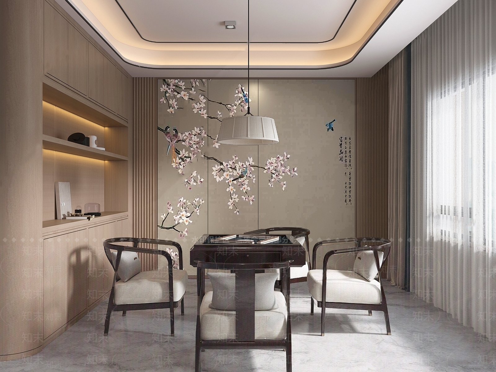 新中式棋牌室SU模型下载【ID:1136828875】