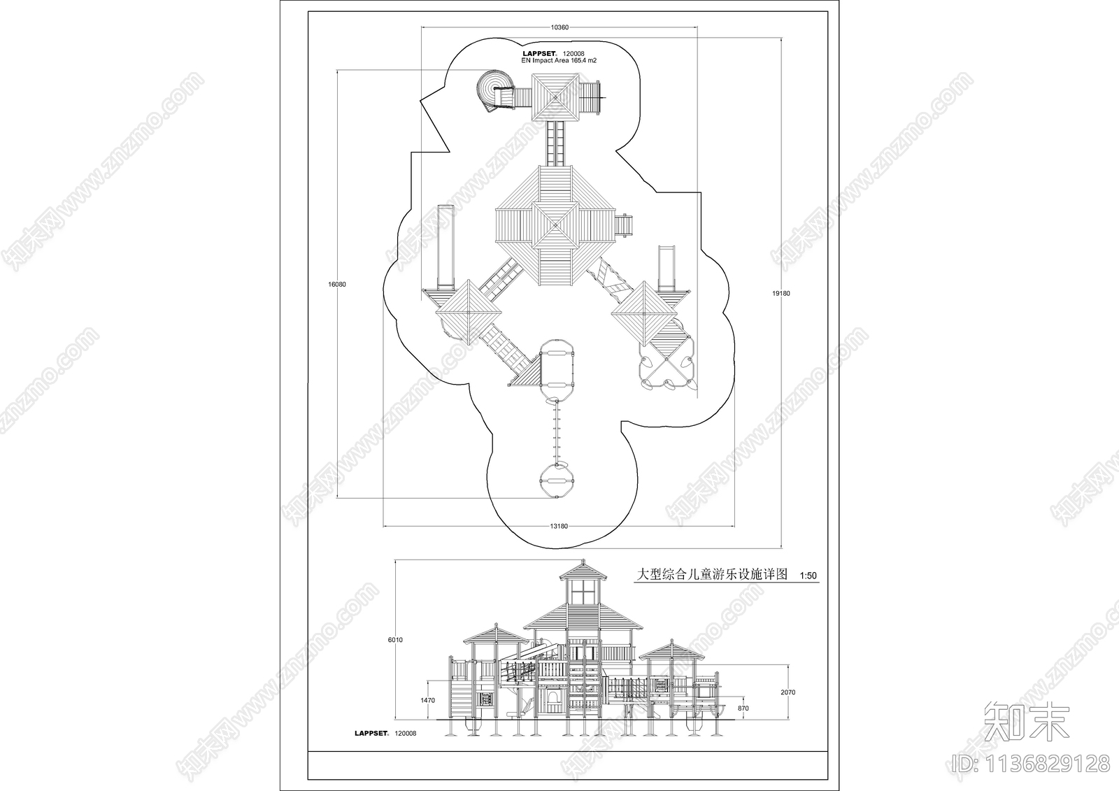 儿童乐园局部景观游乐设施详图cad施工图下载【ID:1136829128】