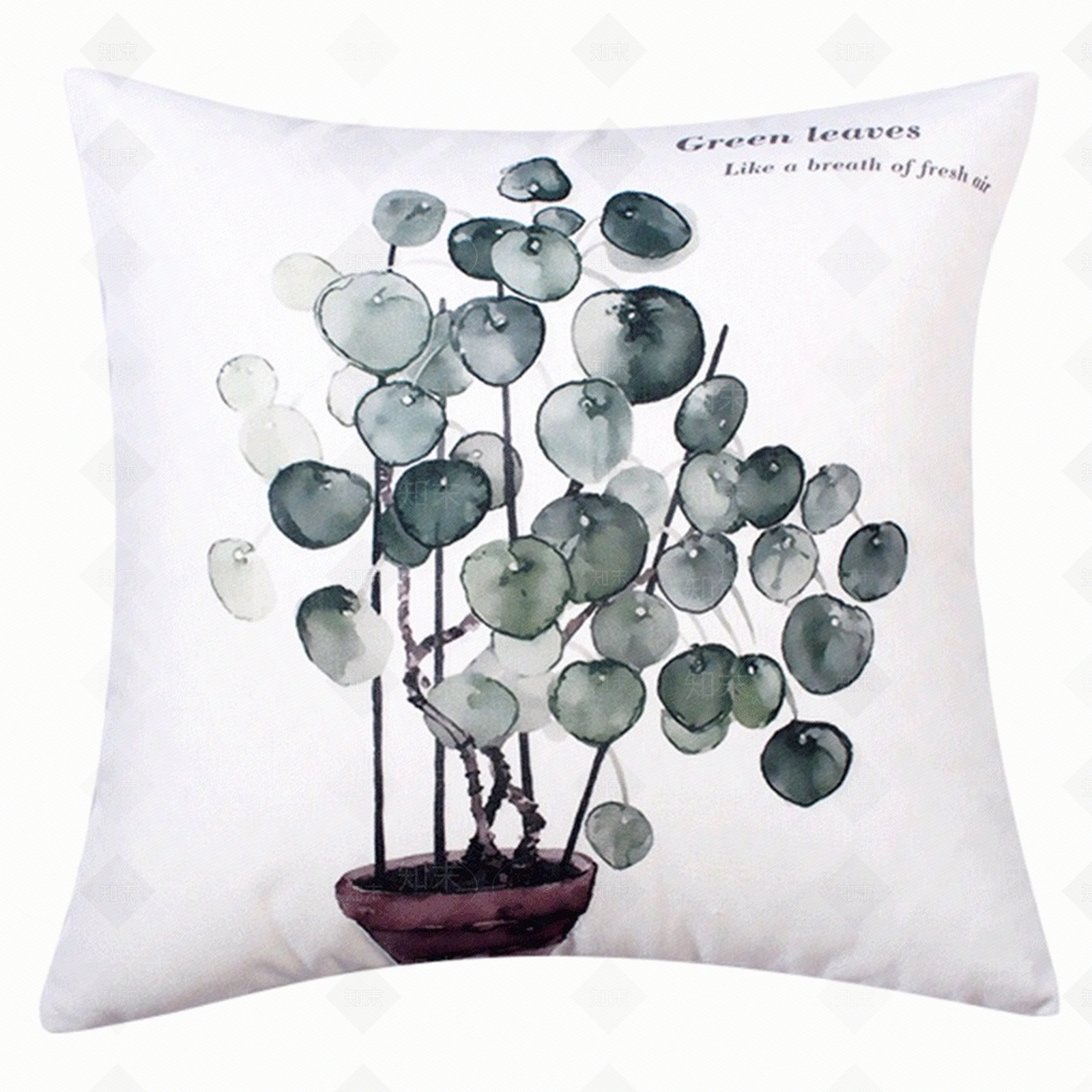现代树叶印花抱枕贴图下载【ID:1136830668】
