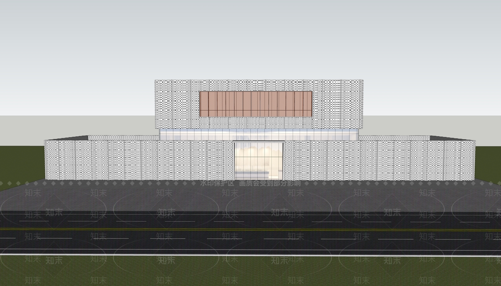 现代售楼处建筑SU模型下载【ID:1136830815】
