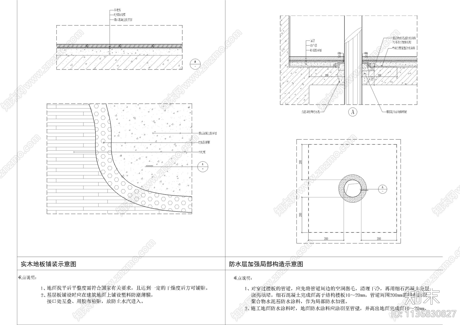 地面通用节点大样cad施工图下载【ID:1136830827】