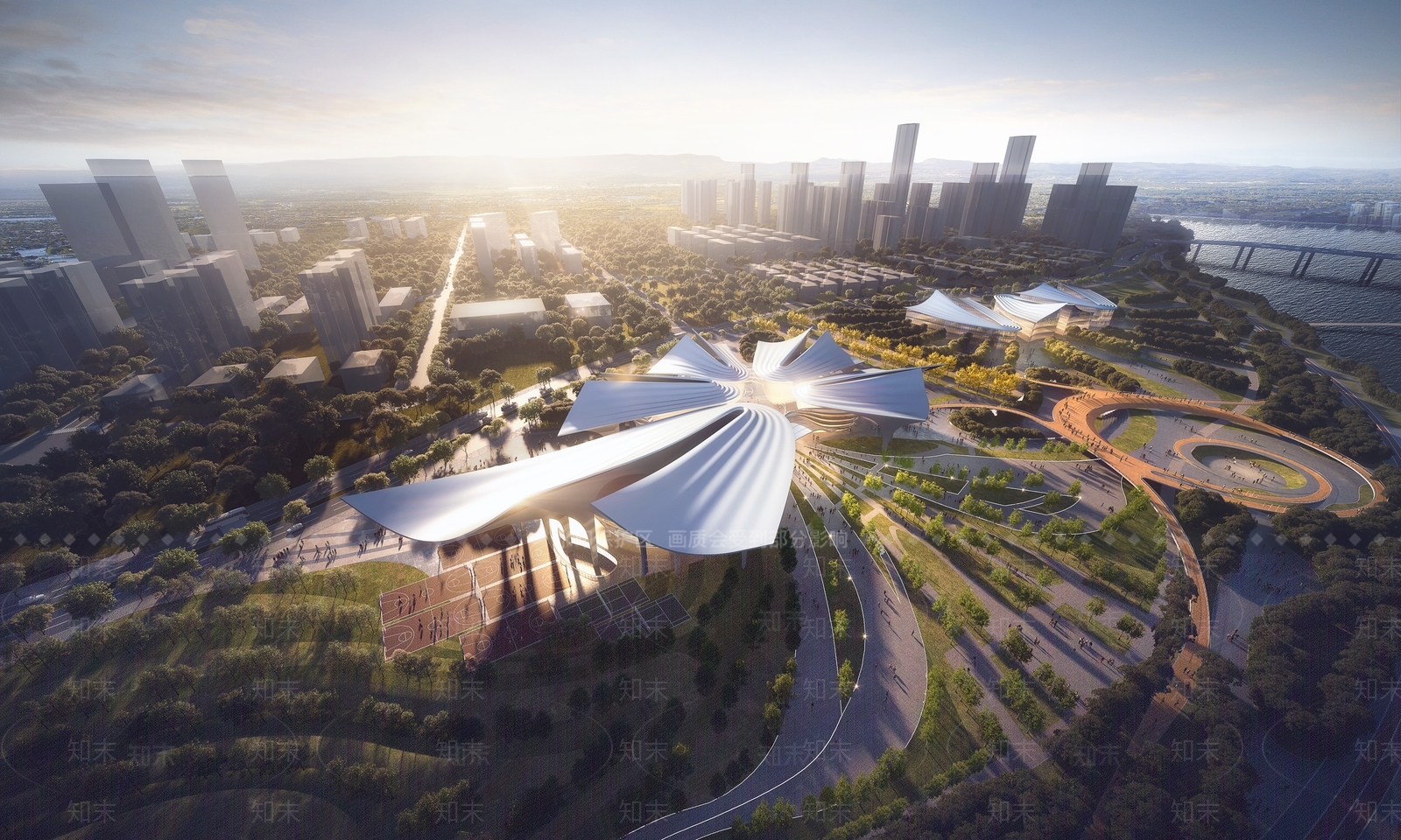 现代文体中心展览馆建筑SU模型下载【ID:1136834673】