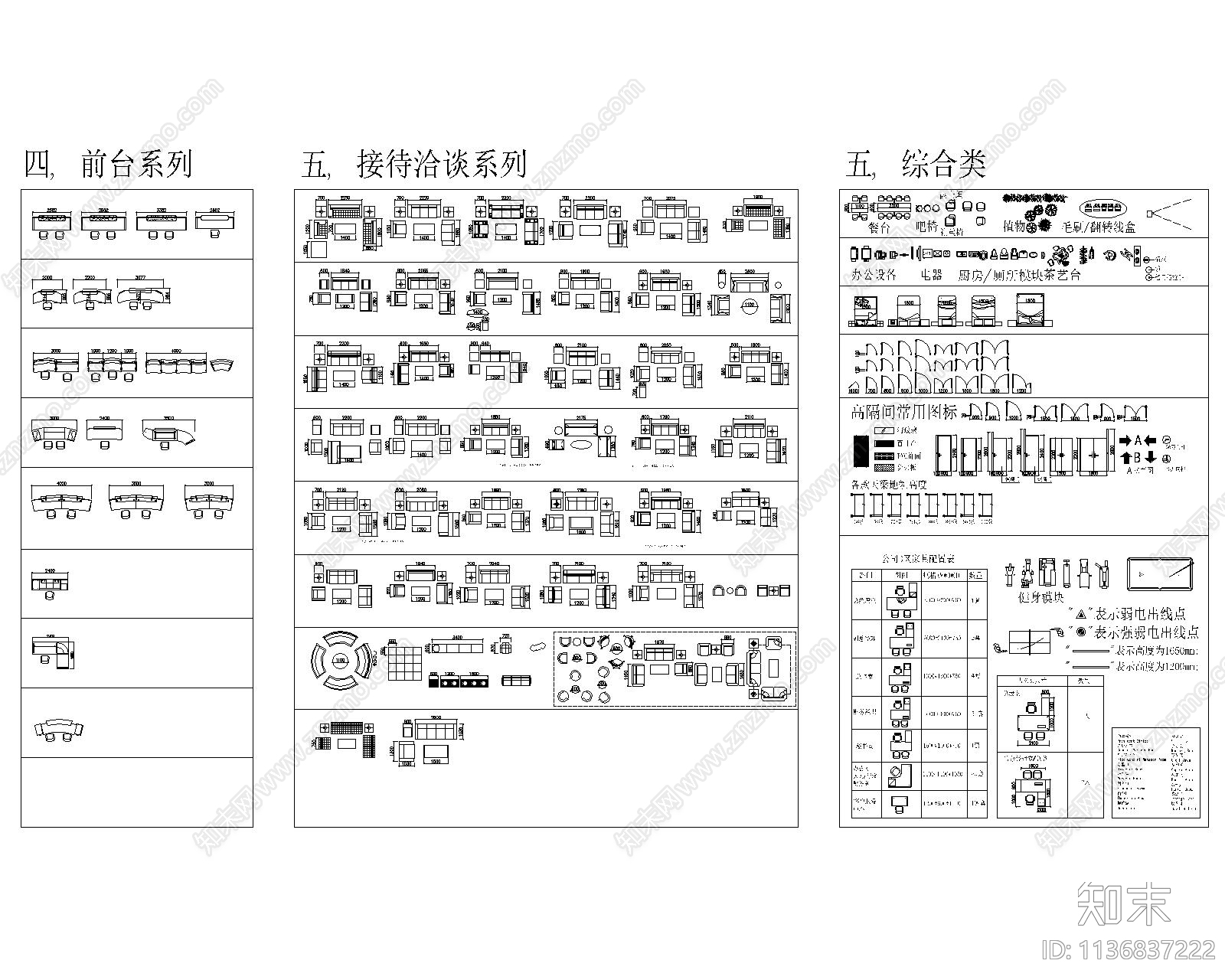 办公家具家电组合cad施工图下载【ID:1136837222】