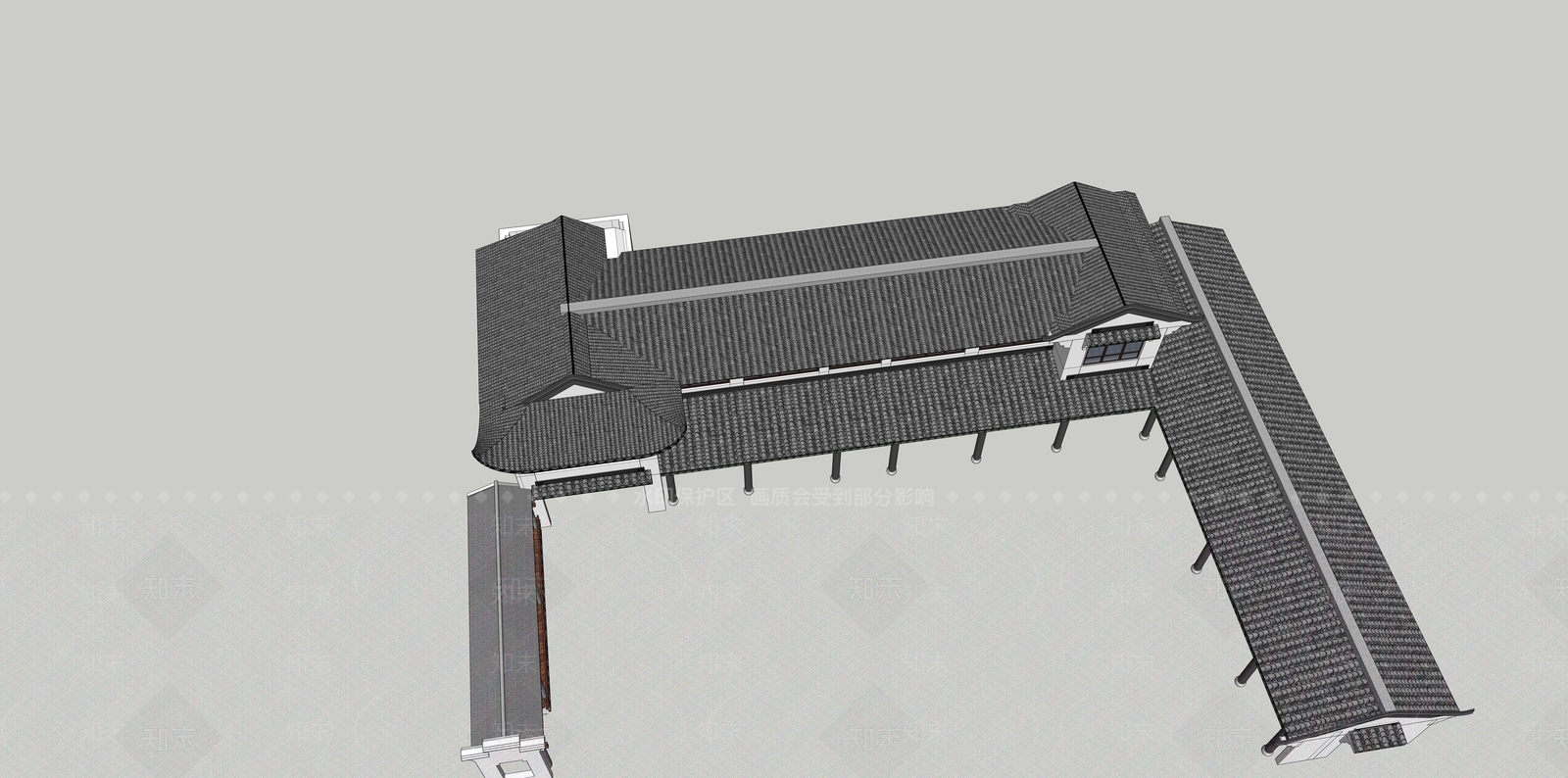 新中式廊架SU模型下载【ID:1137036405】