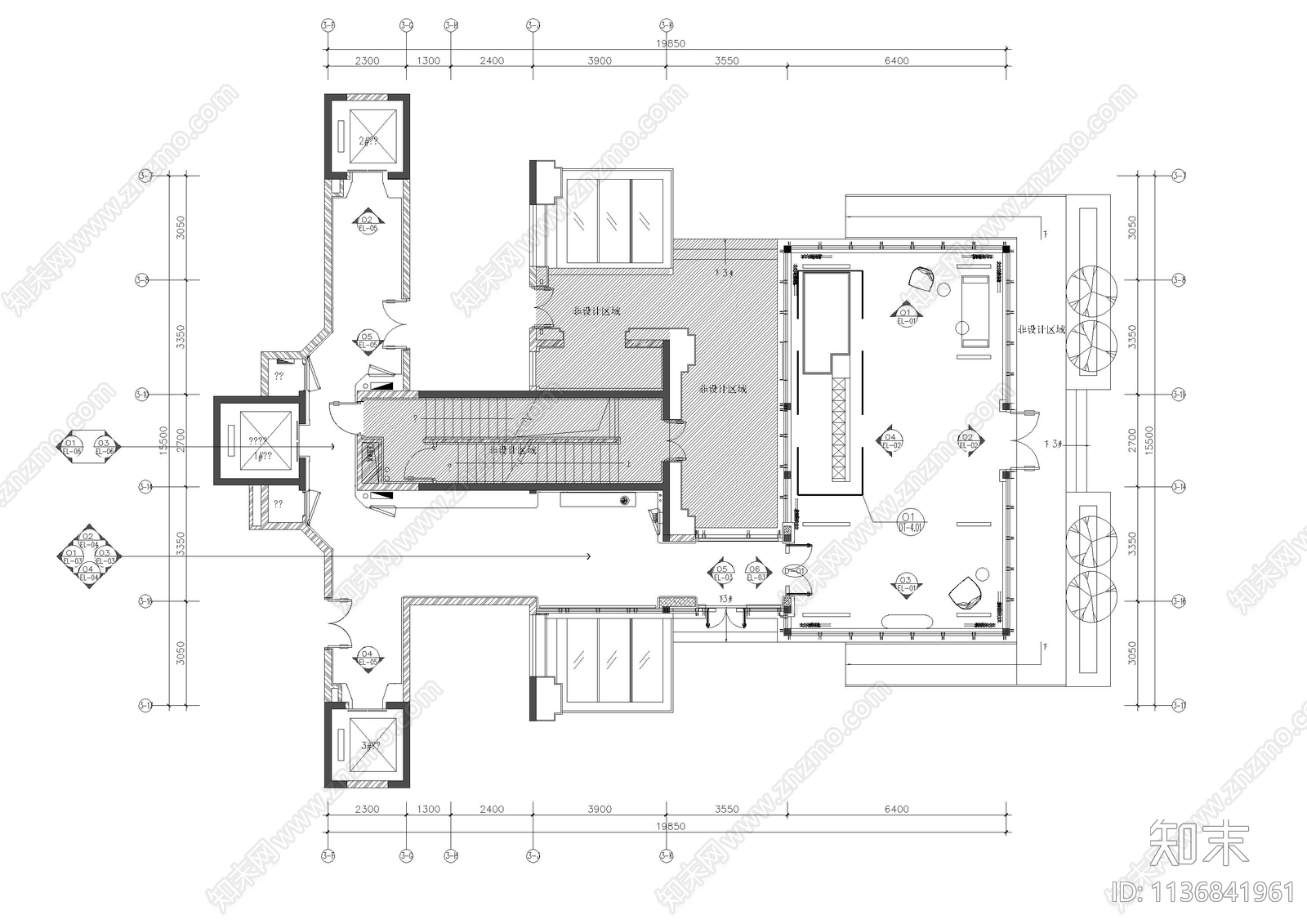 西府大院公共大堂cad施工图下载【ID:1136841961】