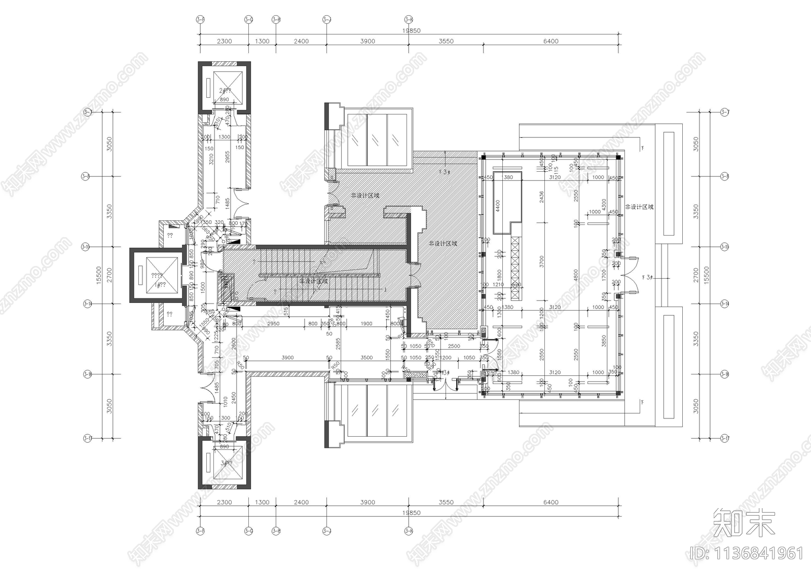 西府大院公共大堂cad施工图下载【ID:1136841961】