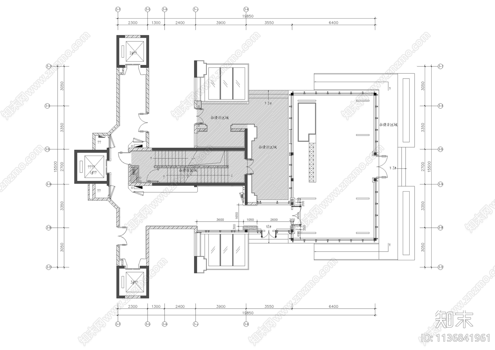 西府大院公共大堂cad施工图下载【ID:1136841961】