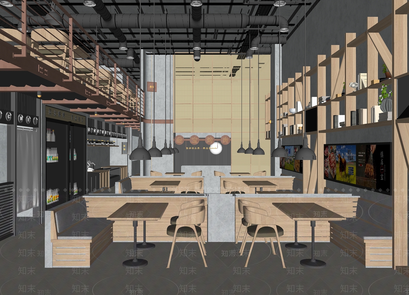 现代自助餐厅SU模型下载【ID:1136847563】