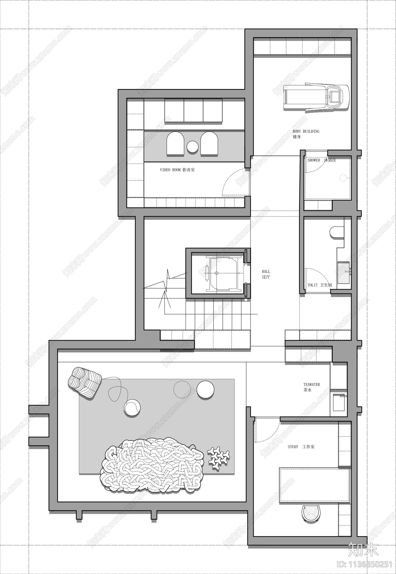 350㎡三层联排别墅平面图cad施工图下载【ID:1136850251】